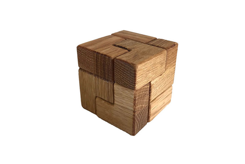 wooden elf cube puzzle