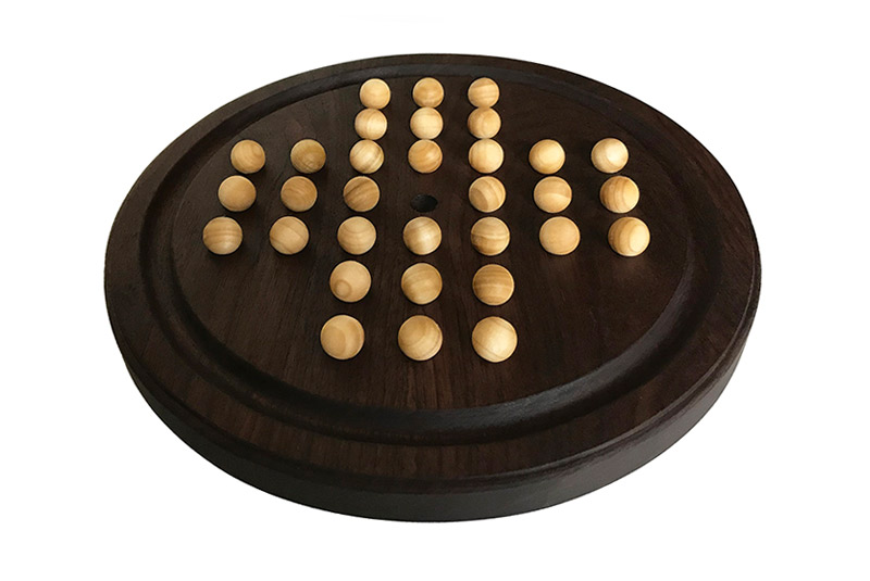 wooden solitaire boardgame - walnut
